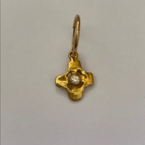 Lee Brevard Gold tiny signature cross clear stone